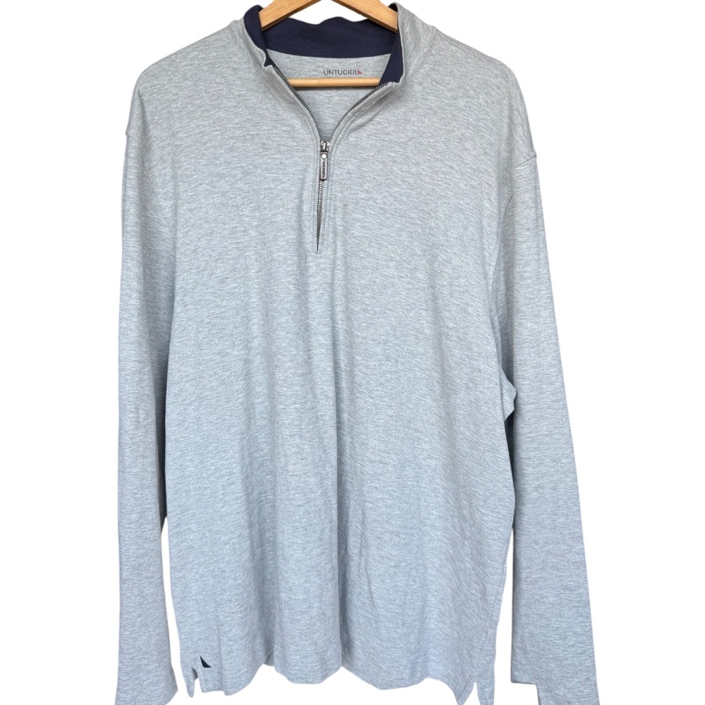 UNTUCKit Santangelo 1/4 Zip Pullover Gray ‎ Sweater Sz XXXL - Picture 2 of 7